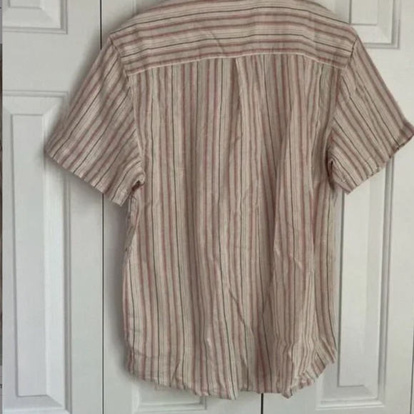 Marine Layer Men's Short Sleeve Warm Hemp Tencel Shirt Warm Multi Stripe M NWT - Picture 3 of 8